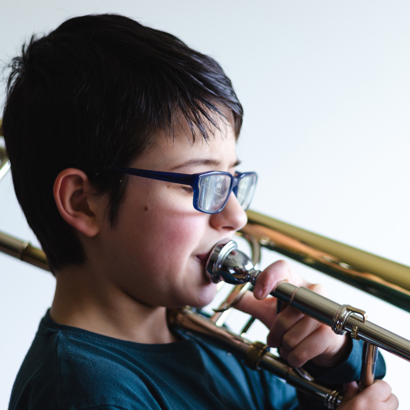 Trombone Lesson Boy Learning Trombone